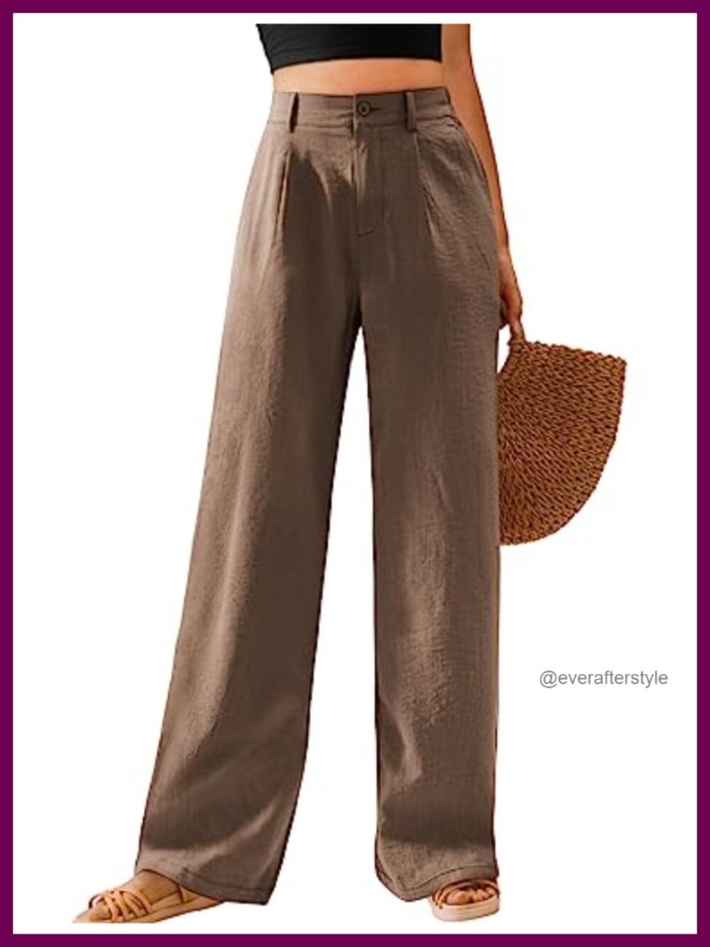 High Waisted Wide Leg Palazzo Pants Button Down Straight Trousers